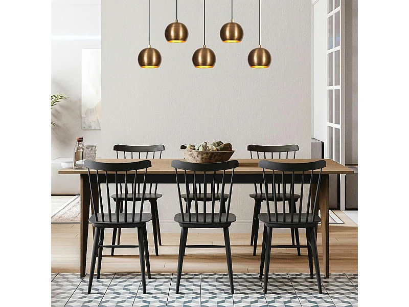 Suspension de table vintage en métal 5 globes SILE