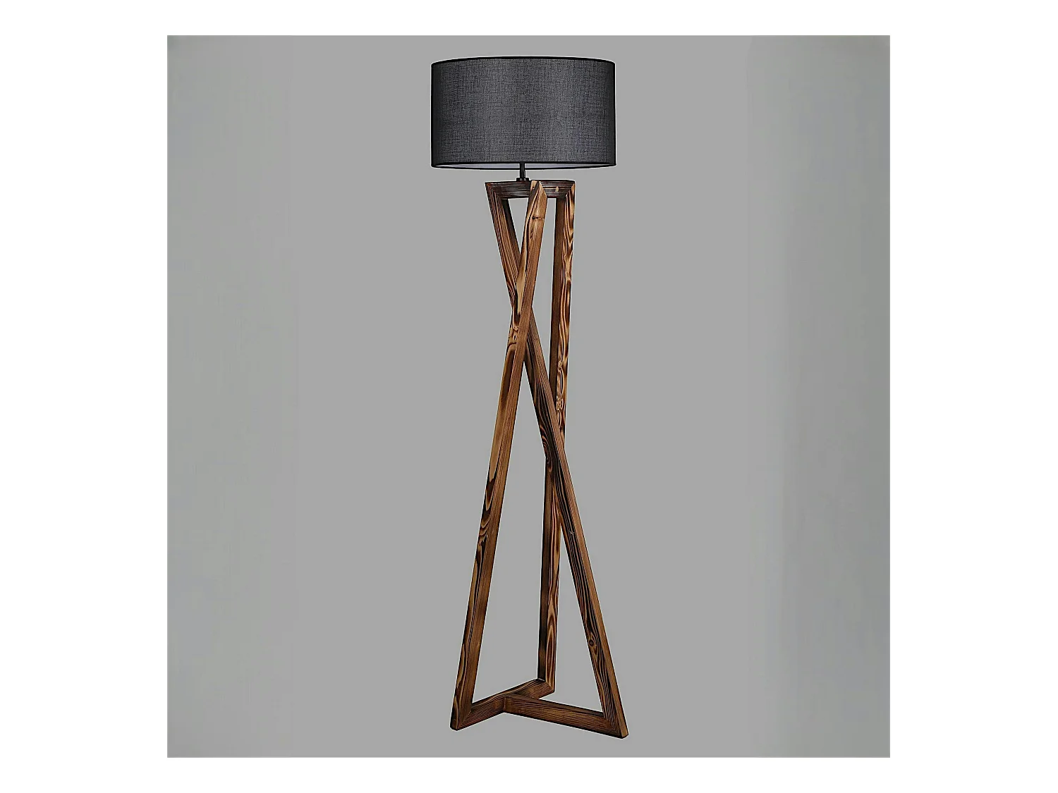 Lampadaire trépied croisé abat-jour noir 150 cm KILIS