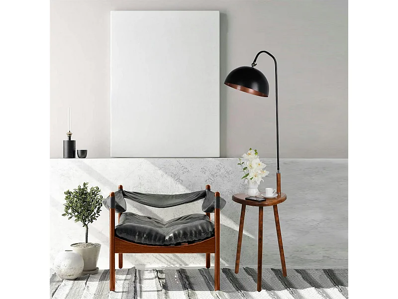 Lampadaire de lecture noir avec table intégrée KILIS