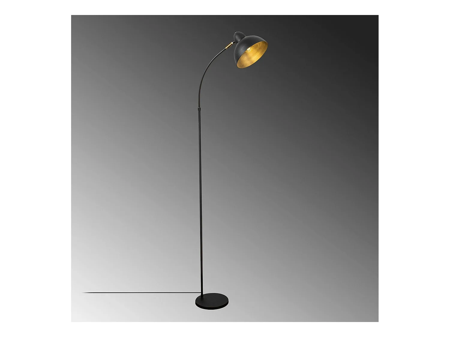 Lampadaire vintage noir & doré avec abat-jour orientable SILE