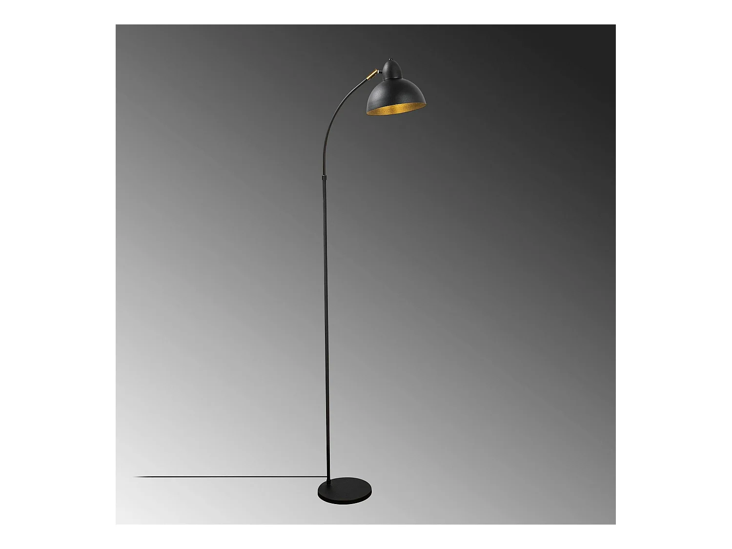 Lampadaire vintage noir & doré avec abat-jour orientable SILE