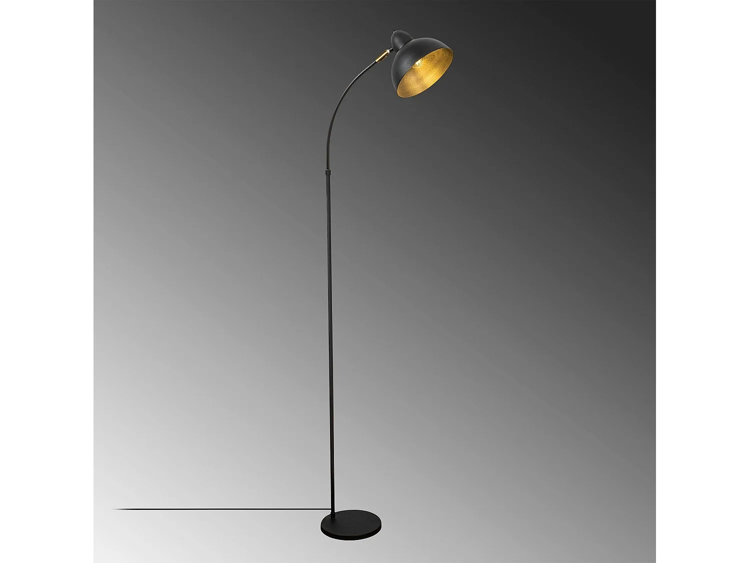 Lampadaire vintage noir & doré avec abat-jour orientable SILE