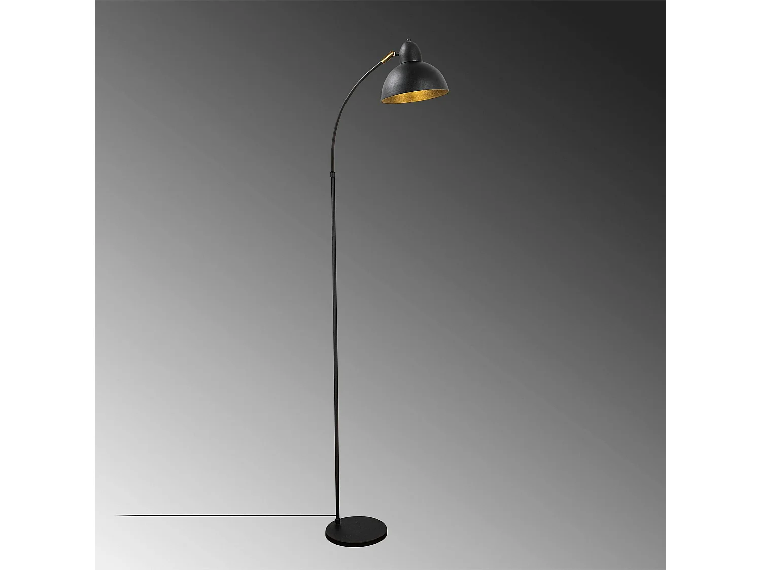 Lampadaire vintage noir & doré avec abat-jour orientable SILE