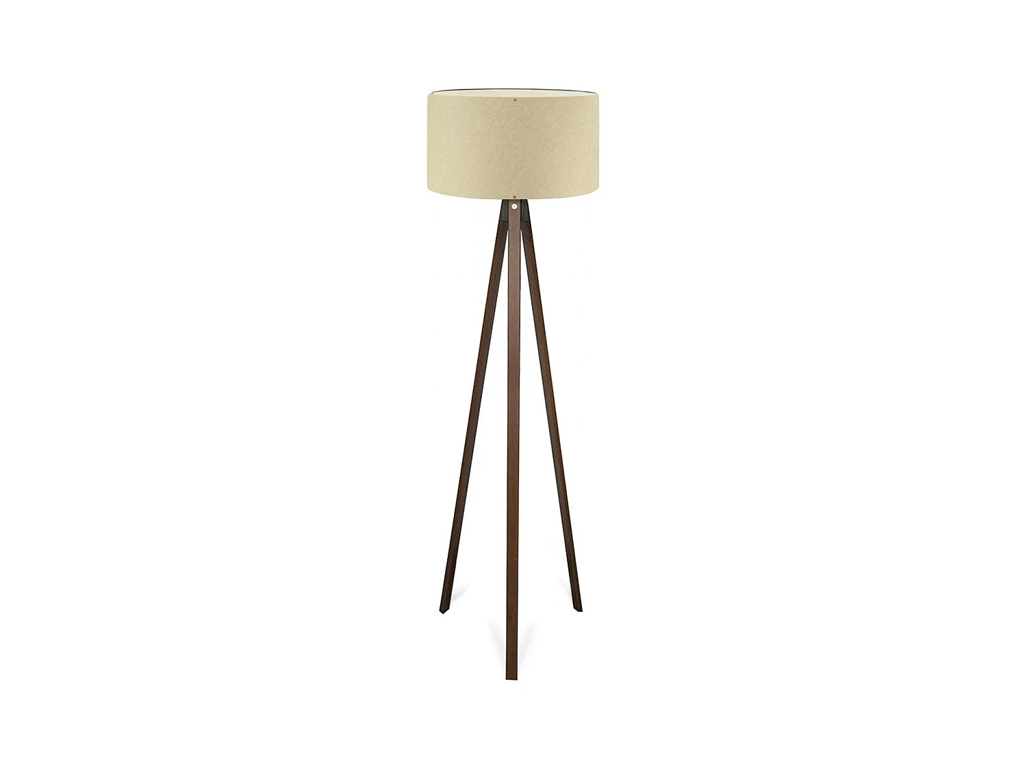 Lampadaire trépied effet bois brun, abat-jour beige KILIS