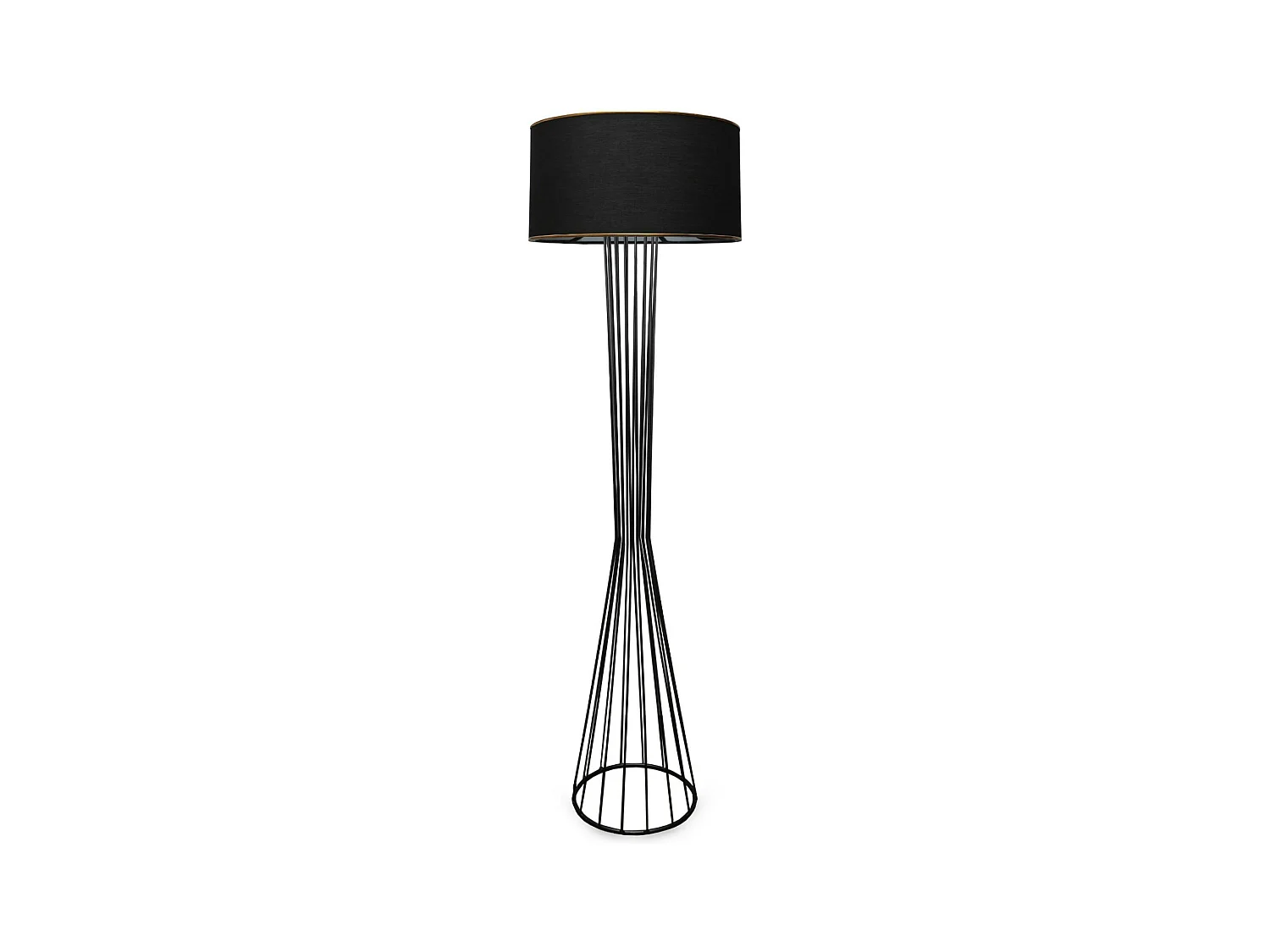 Lampadaire salon moderne chic noir, abat-jour tissu SINOP