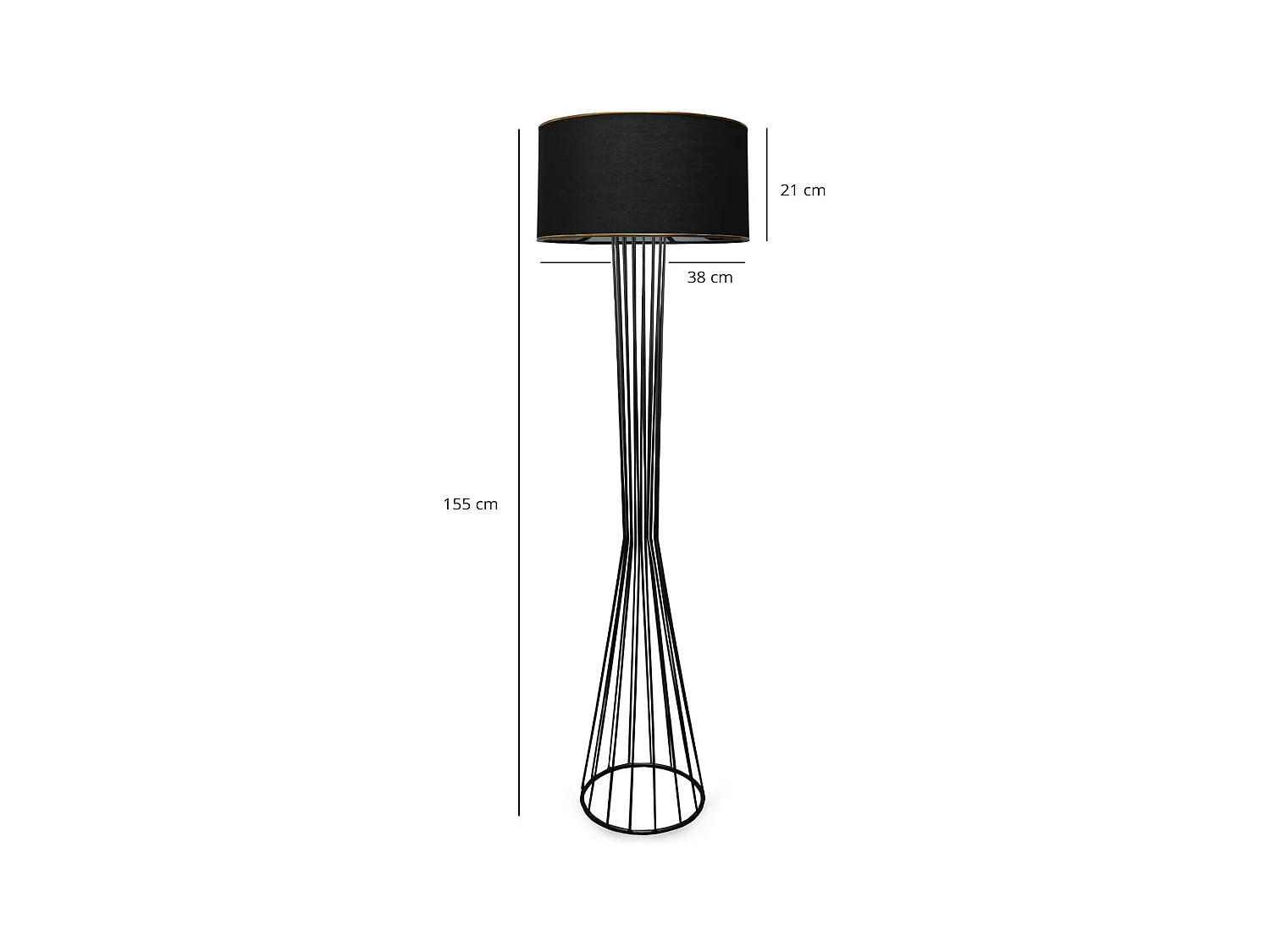 Lampadaire salon moderne chic noir, abat-jour tissu SINOP