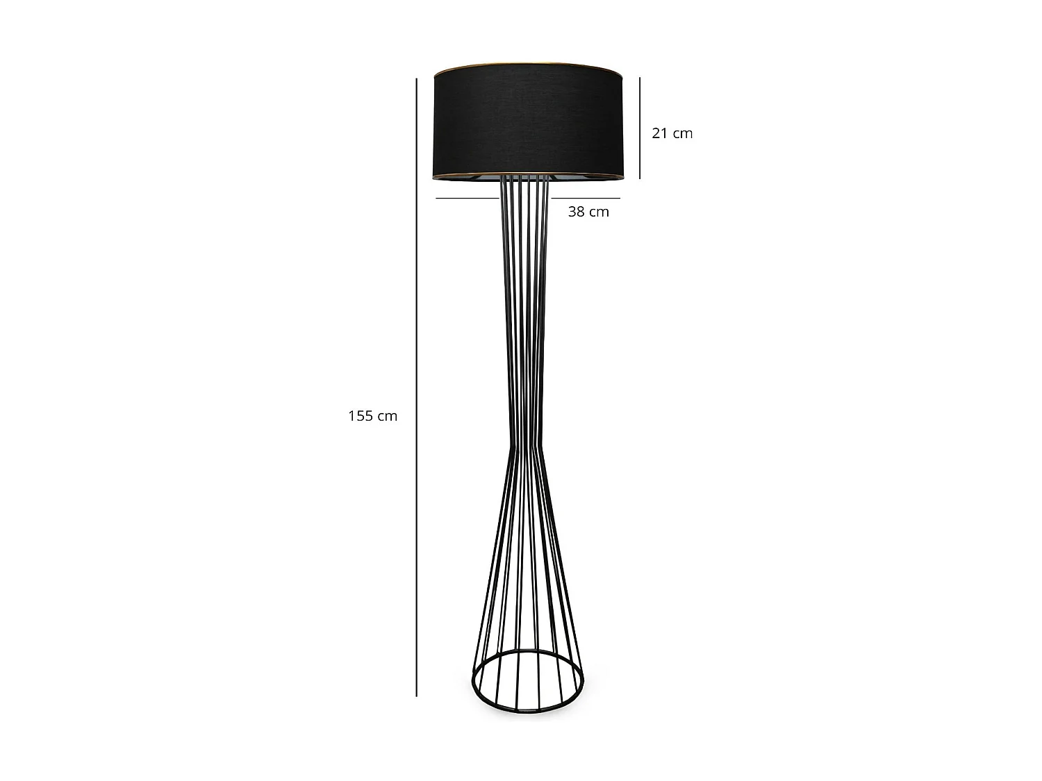 Lampadaire salon moderne chic noir, abat-jour tissu SINOP