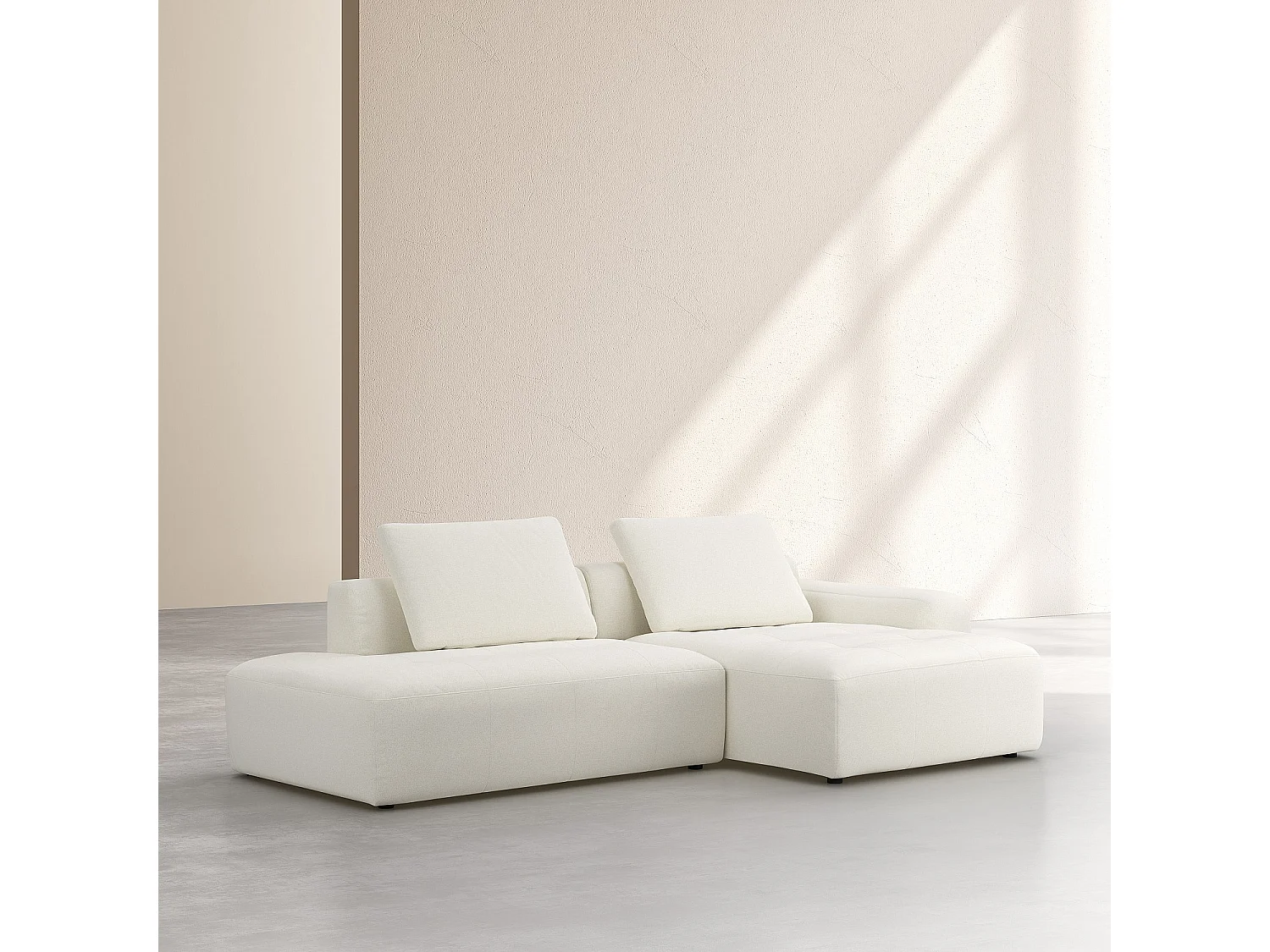 Habitat - Canapé d'angle droit avec lin - Ivoire - Astana
