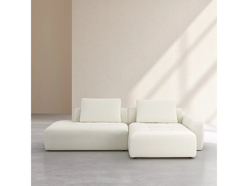 Habitat - Canapé d'angle droit avec lin - Ivoire - Astana