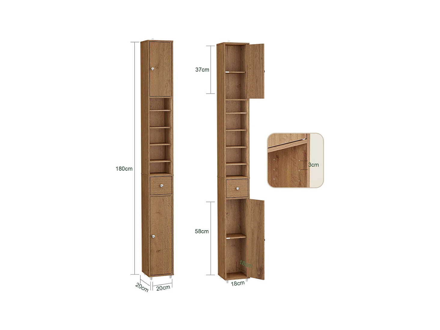 SoBuy wodoodporna szafka łazienkowa z półkami i szufladą, kolor drewna