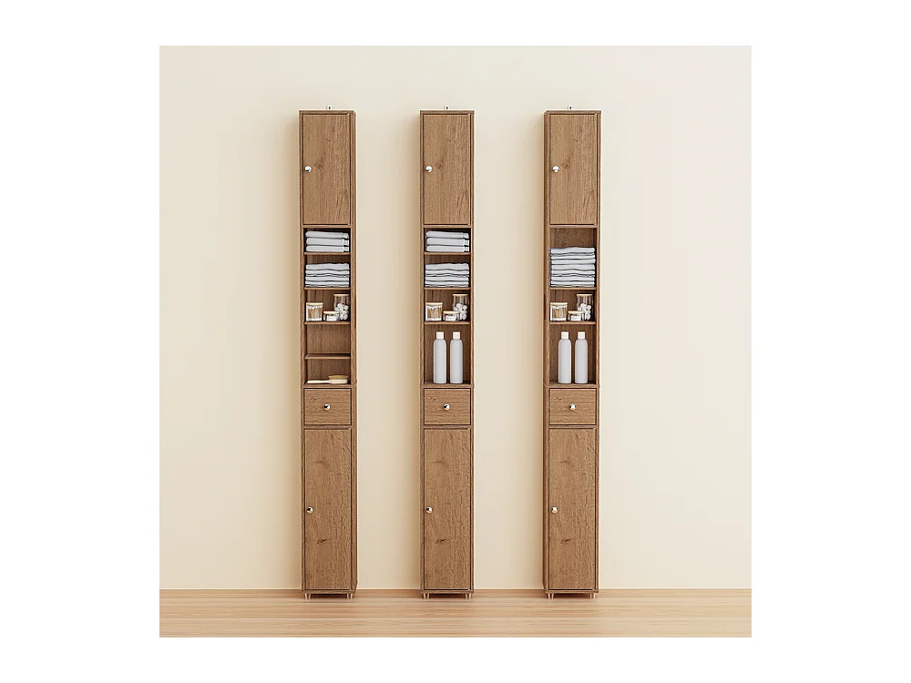 SoBuy wodoodporna szafka łazienkowa z półkami i szufladą, kolor drewna