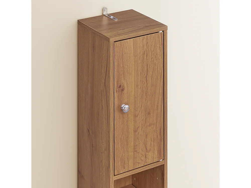 SoBuy Meuble Étroits Salle de Bain avec Tiroir et Étagères Réglables, Bois