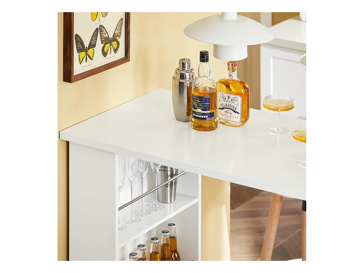 SoBuy Table de Bar Blanche pour Petits Espaces, Cuisine, Salon, Bureau