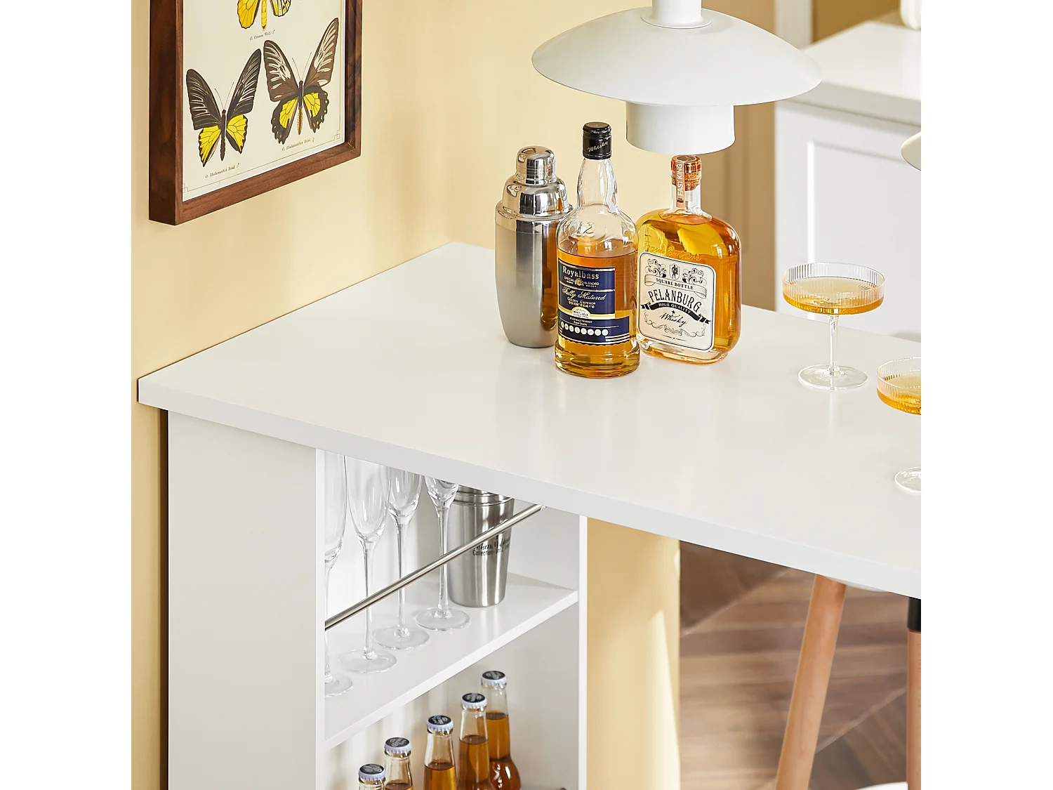 SoBuy Table de Bar Blanche pour Petits Espaces, Cuisine, Salon, Bureau