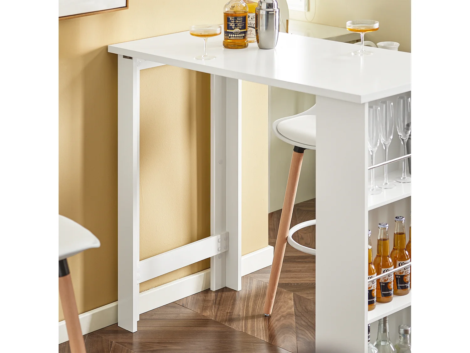 SoBuy Table de Bar Blanche pour Petits Espaces, Cuisine, Salon, Bureau