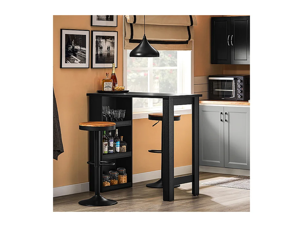 SoBuy Table de Bar Haute Noire pour Cuisine, Salon, Bureau ou Café
