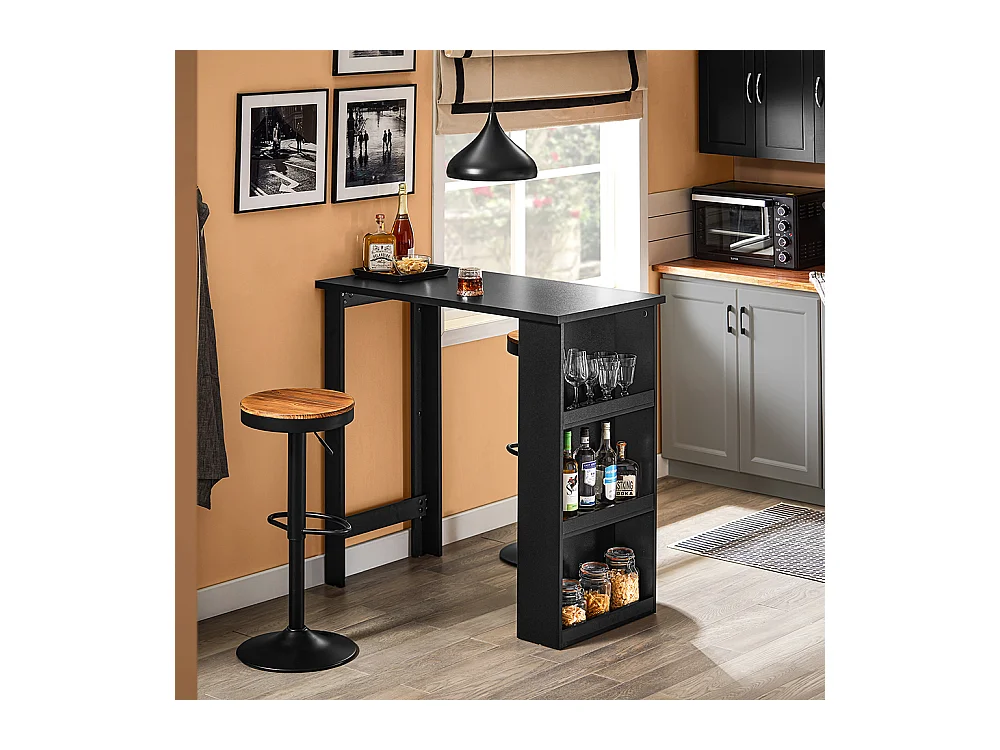 SoBuy Table de Bar Haute Noire pour Cuisine, Salon, Bureau ou Café