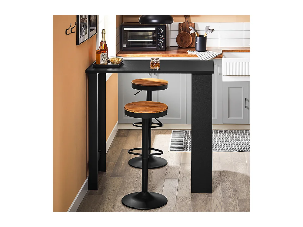 SoBuy Table de Bar Haute Noire pour Cuisine, Salon, Bureau ou Café