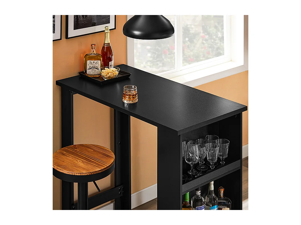 SoBuy Table de Bar Haute Noire pour Cuisine, Salon, Bureau ou Café