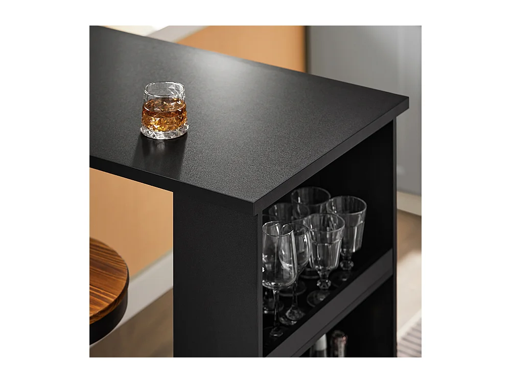 SoBuy Table de Bar Haute Noire pour Cuisine, Salon, Bureau ou Café