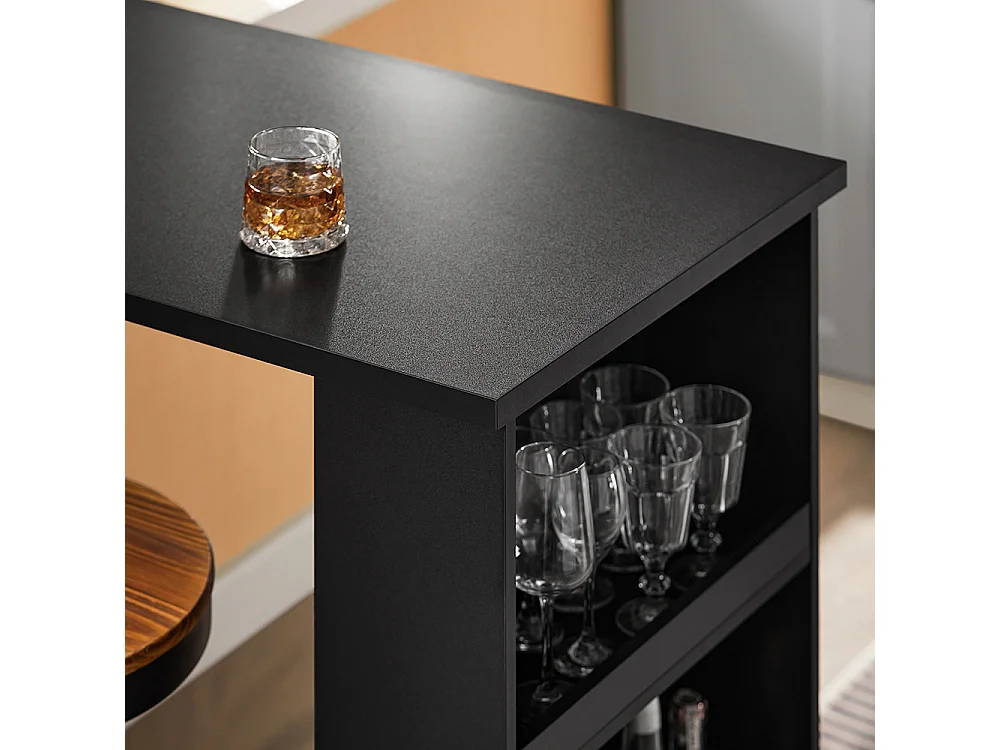 SoBuy Table de Bar Haute Noire pour Cuisine, Salon, Bureau ou Café