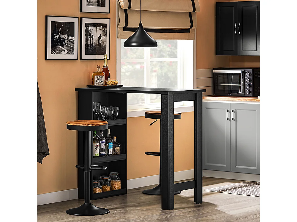 SoBuy Table de Bar Haute Noire pour Cuisine, Salon, Bureau ou Café