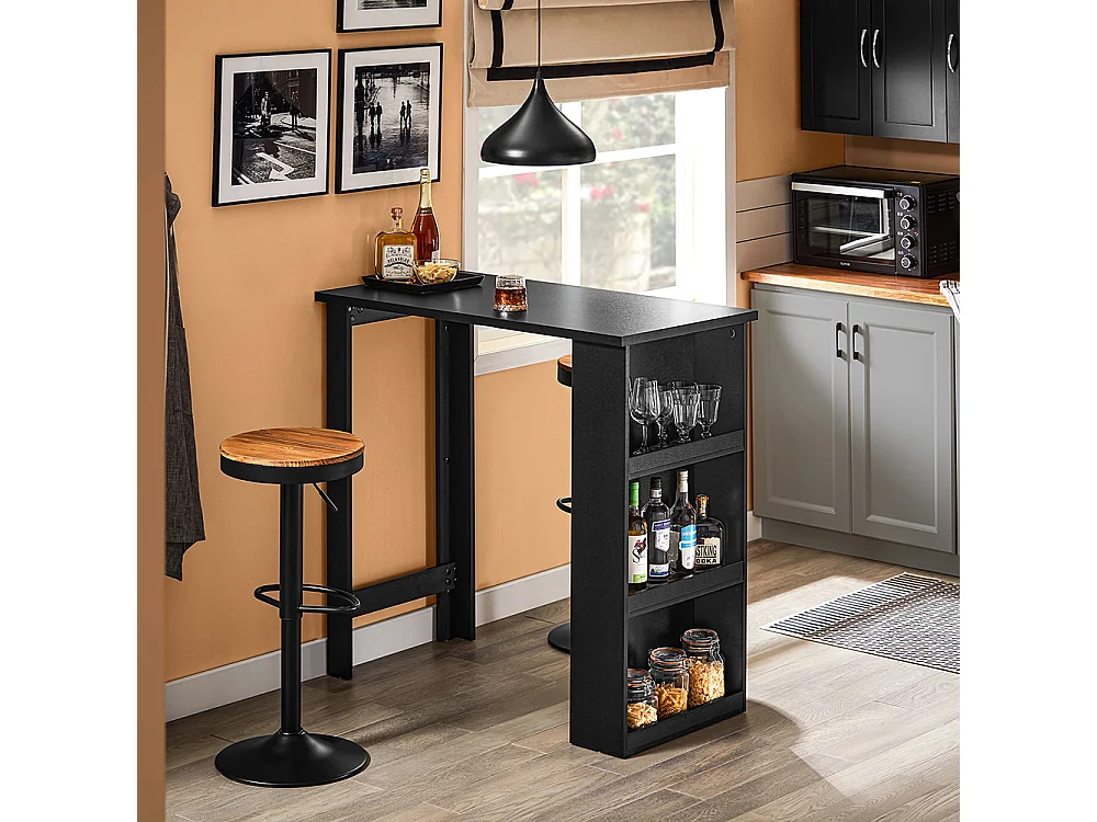 SoBuy Table de Bar Haute Noire pour Cuisine, Salon, Bureau ou Café