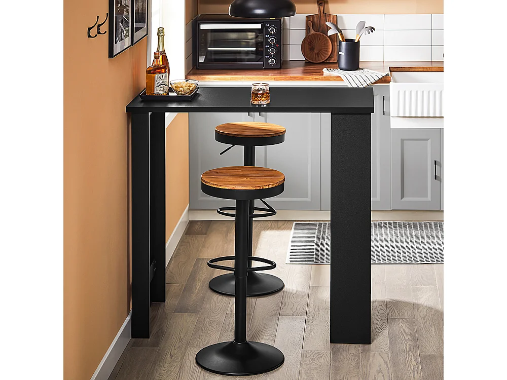 SoBuy Table de Bar Haute Noire pour Cuisine, Salon, Bureau ou Café