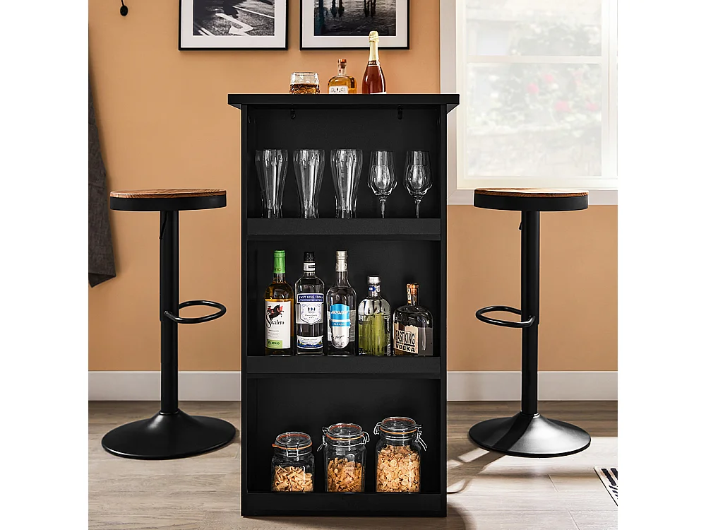 SoBuy Table de Bar Haute Noire pour Cuisine, Salon, Bureau ou Café
