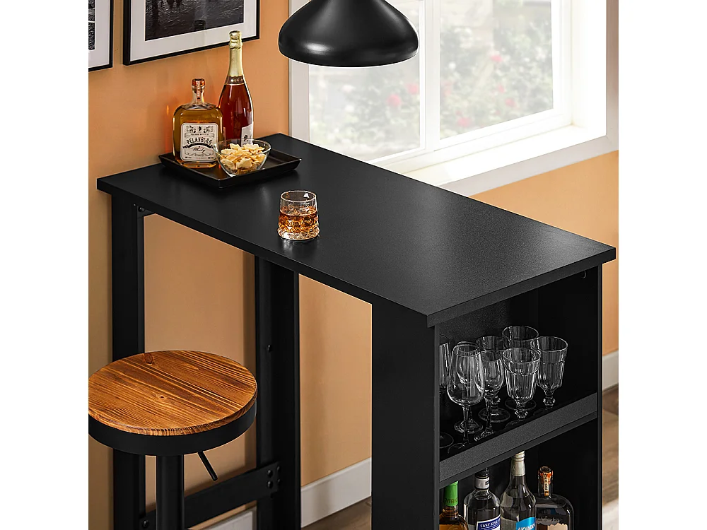 SoBuy Table de Bar Haute Noire pour Cuisine, Salon, Bureau ou Café
