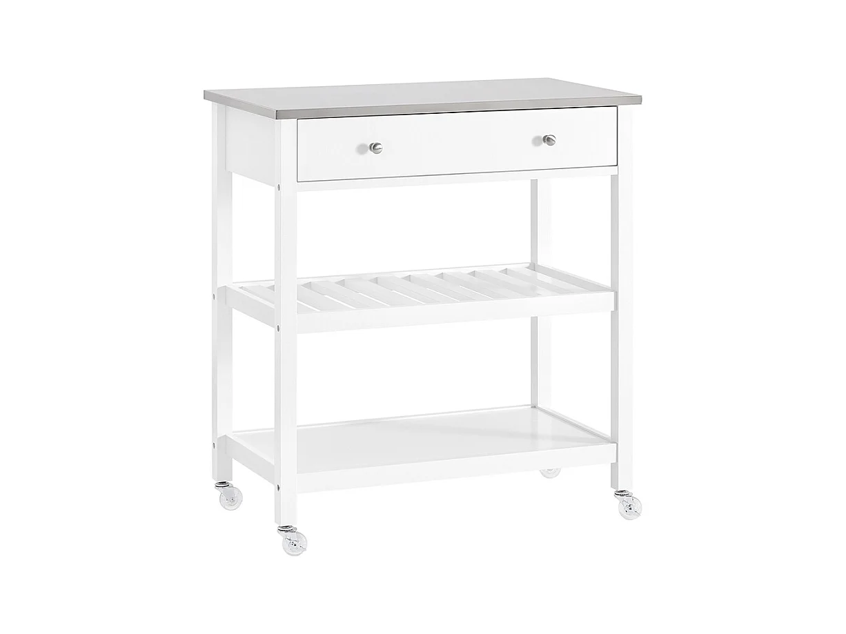 SoBuy Desserte de Cuisine Roulante avec Plateau Inox, Tiroirs et Étagères