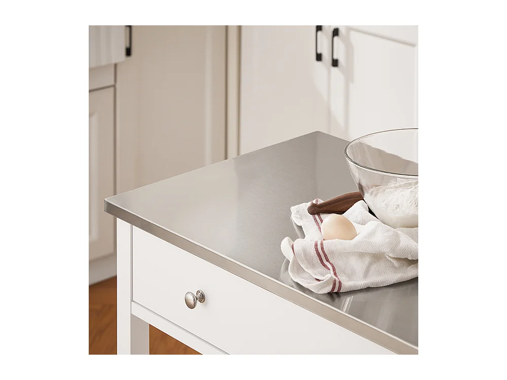 SoBuy Desserte de Cuisine Roulante avec Plateau Inox, Tiroirs et Étagères