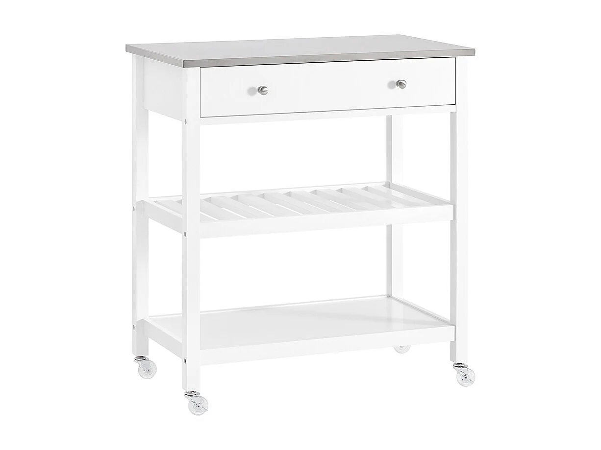 SoBuy Desserte de Cuisine Roulante avec Plateau Inox, Tiroirs et Étagères