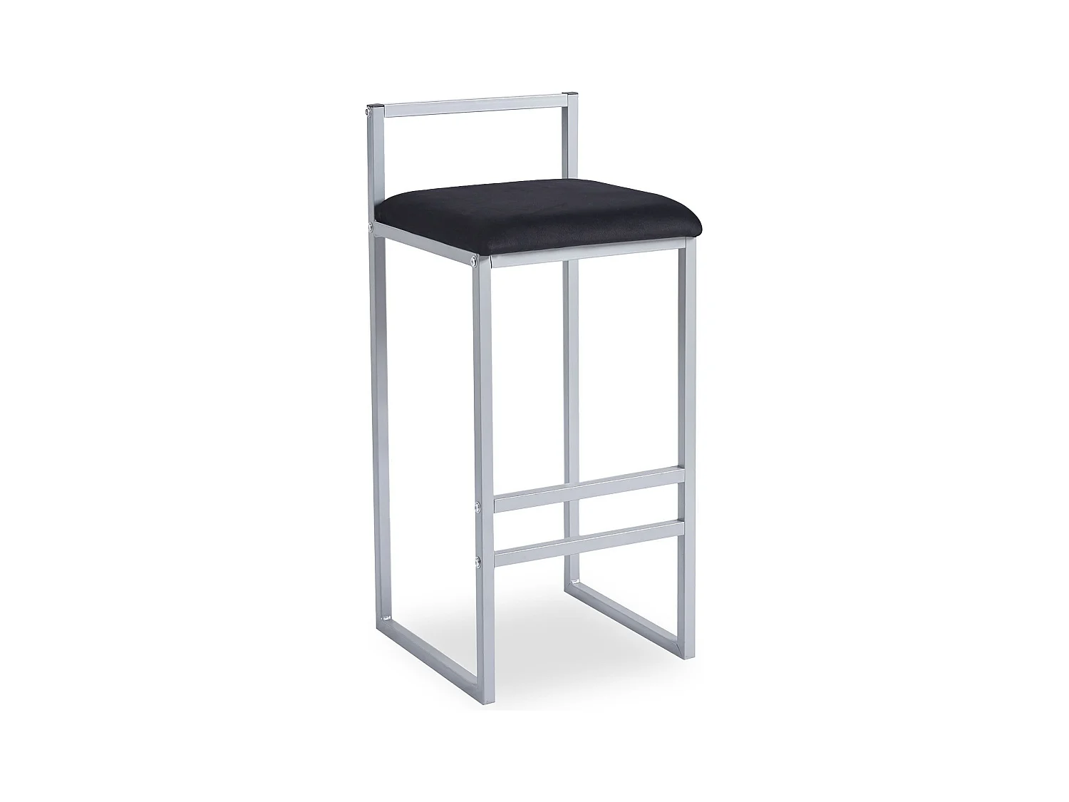 Sgabello da bar in metallo Drakkar argento e velluto nero