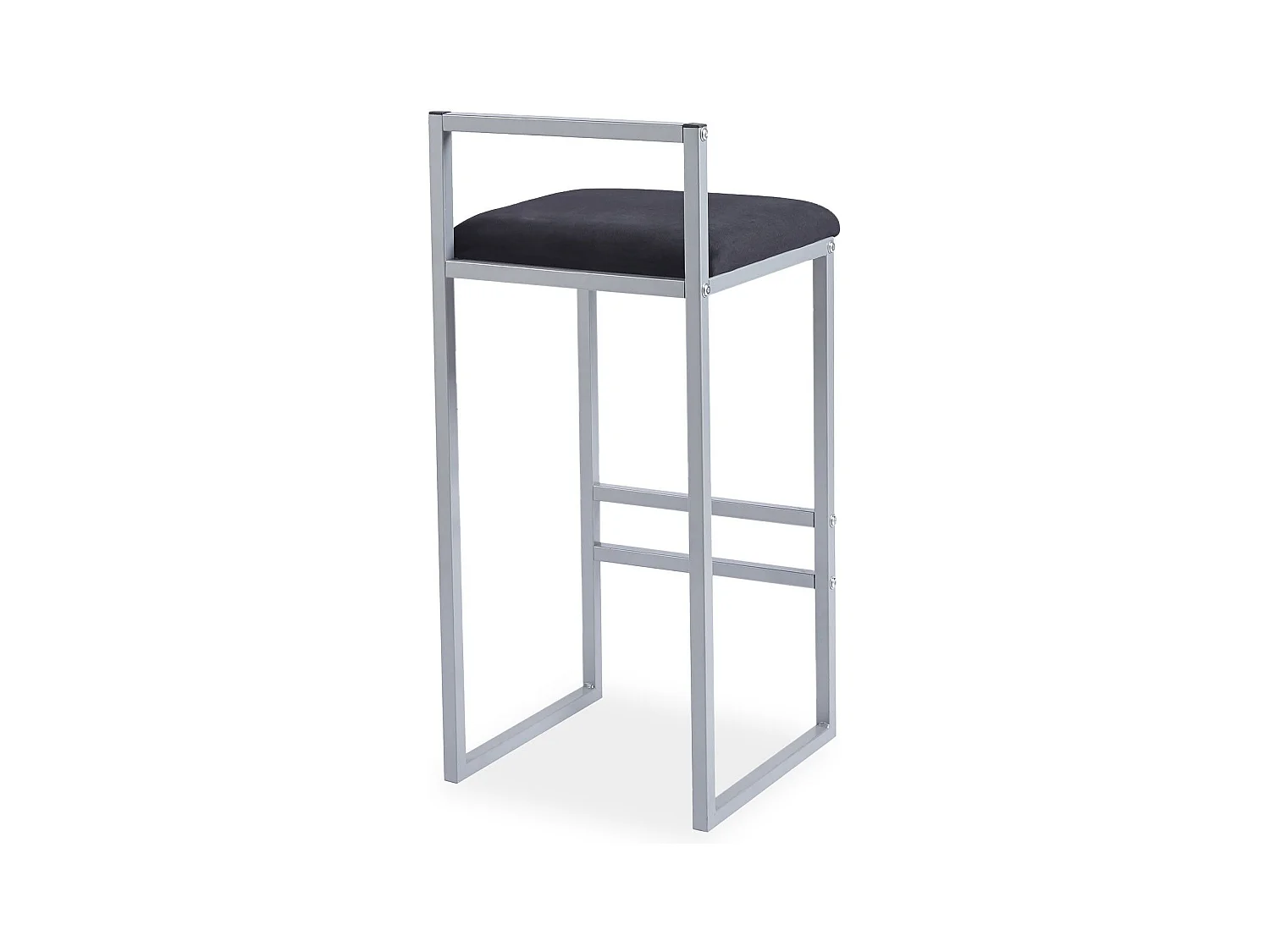 Sgabello da bar in metallo Drakkar argento e velluto nero