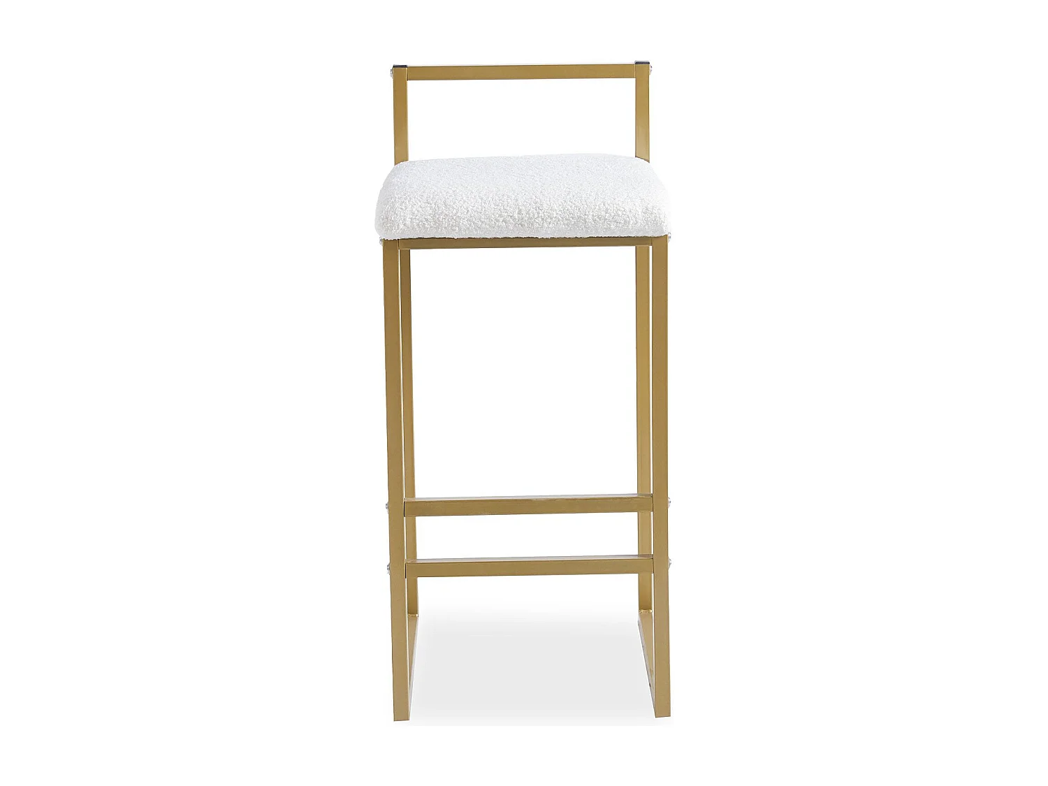 Tabouret de bar en métal Drakkar Or et Tissu bouclette Crème