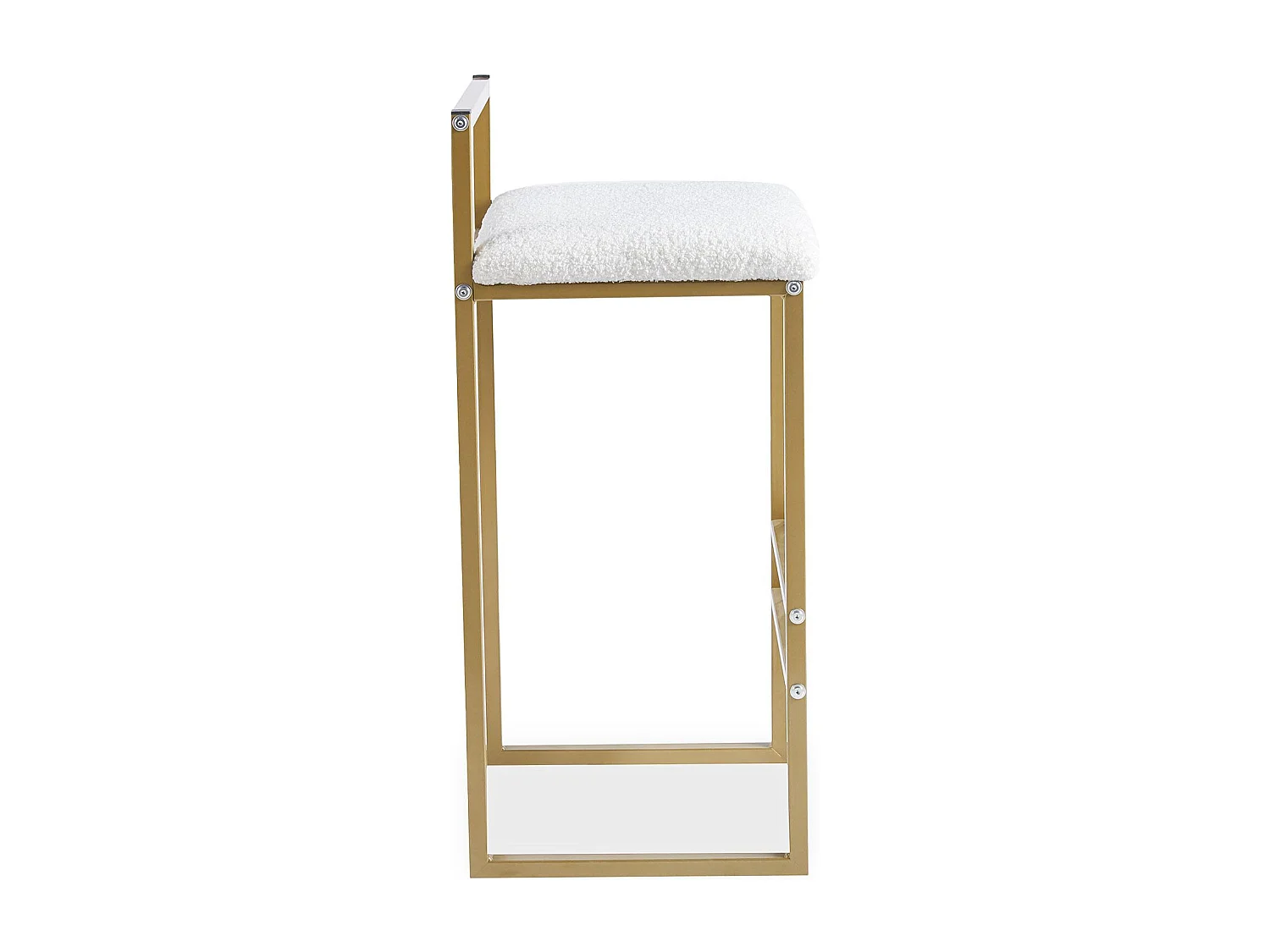 Tabouret de bar en métal Drakkar Or et Tissu bouclette Crème