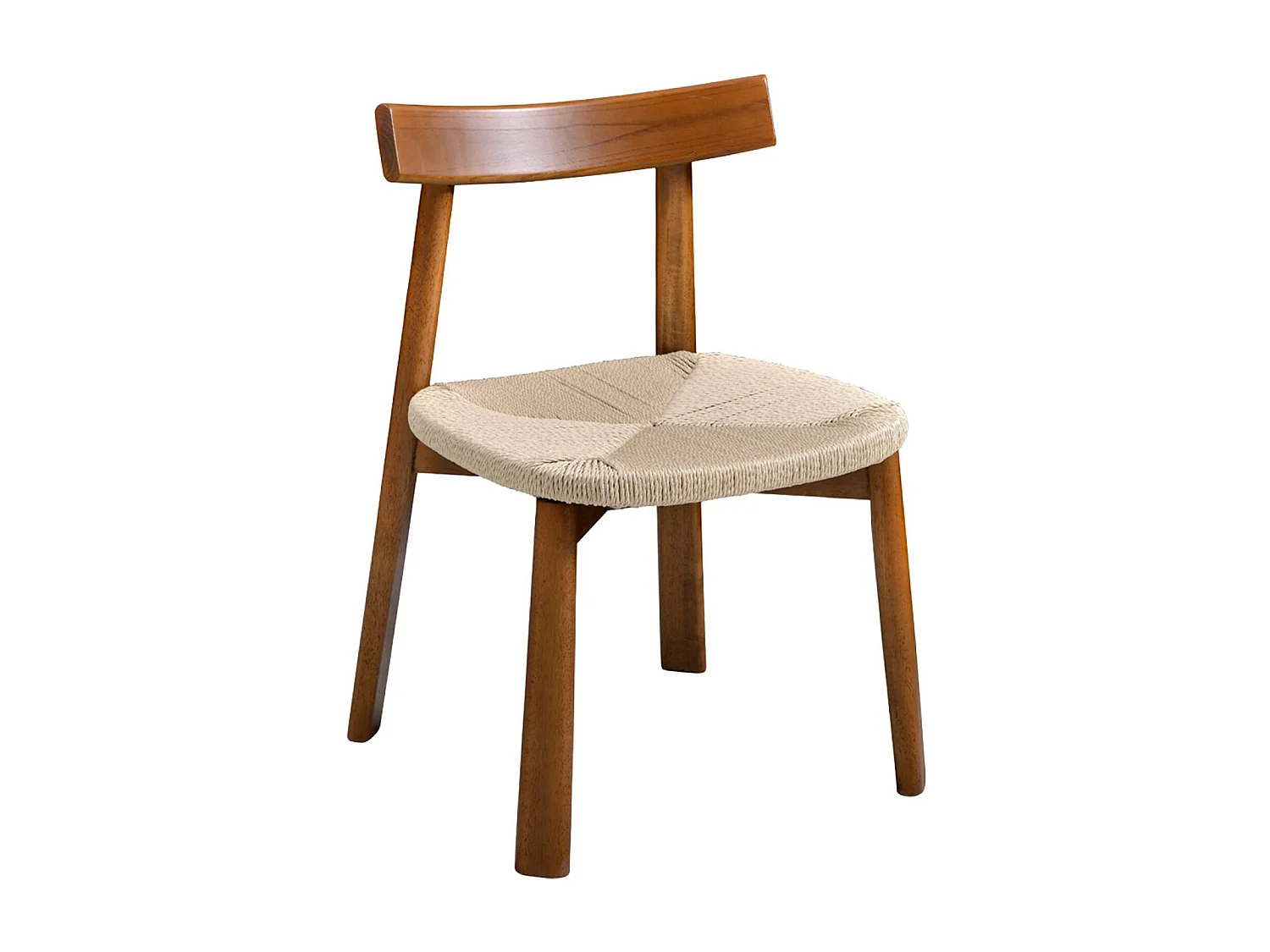 Silla escandinava de madera de hevea con asiento de cuerda, set de 2