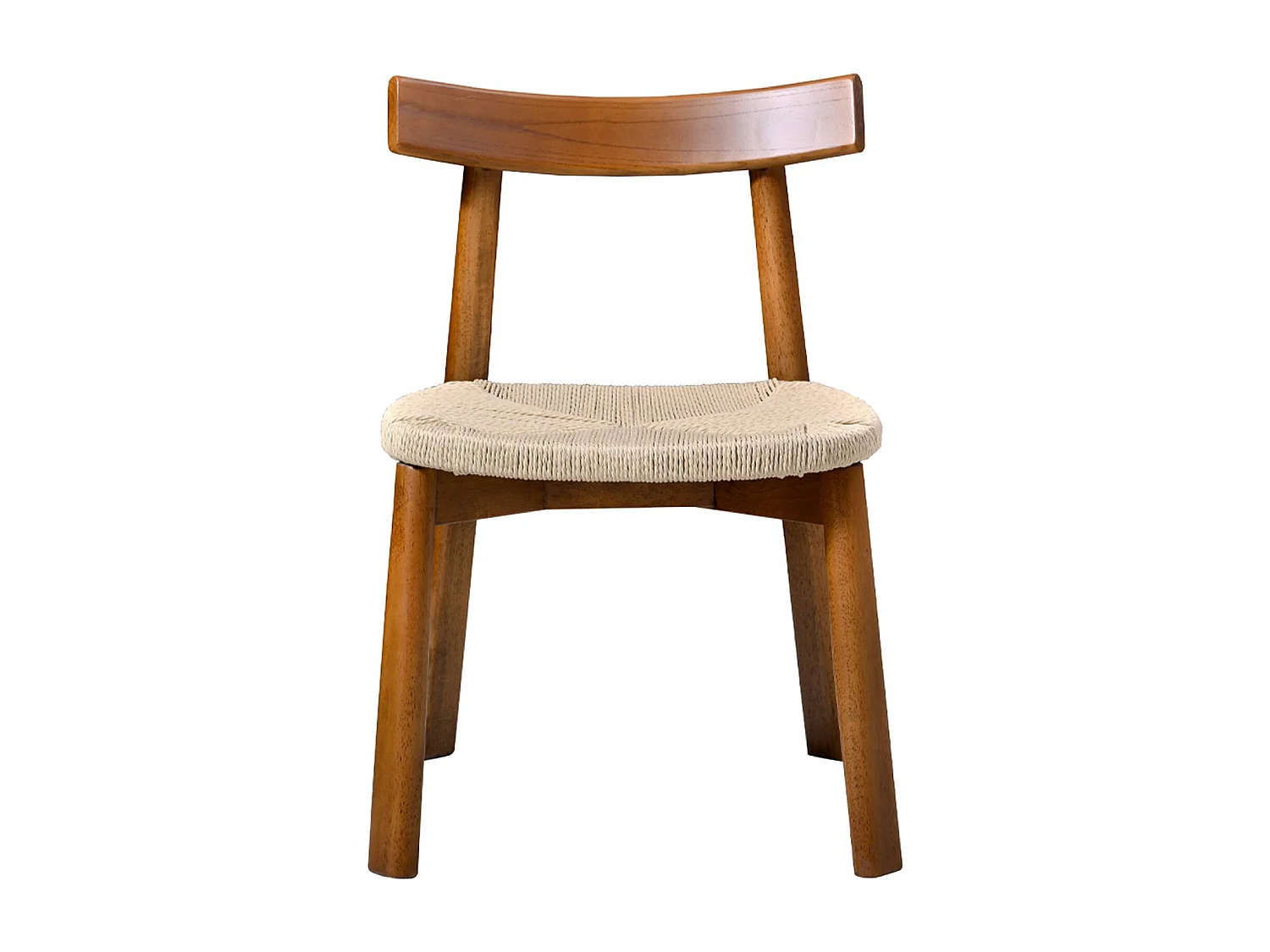 Silla escandinava de madera de hevea con asiento de cuerda, set de 2