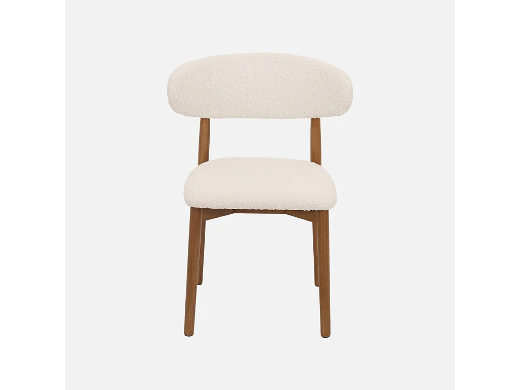 Silla de madera de hevea y tejido borreguito, set de 2 nogal