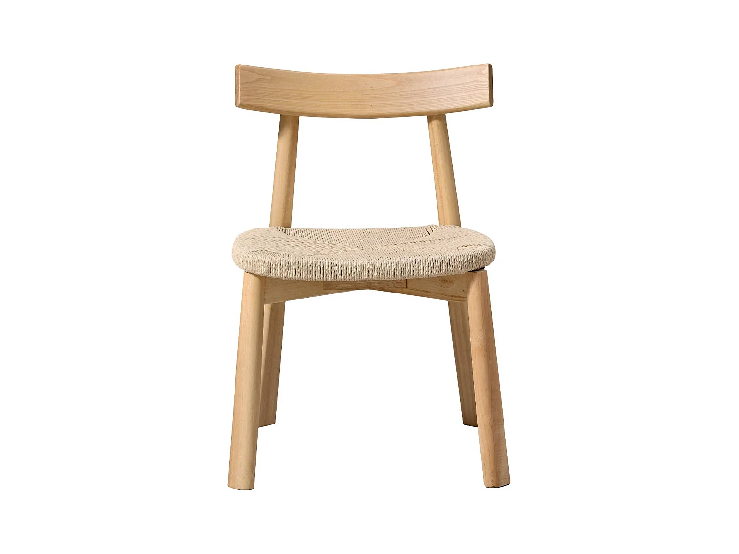 Silla escandinava de madera de hevea con asiento de cuerda, set de 2