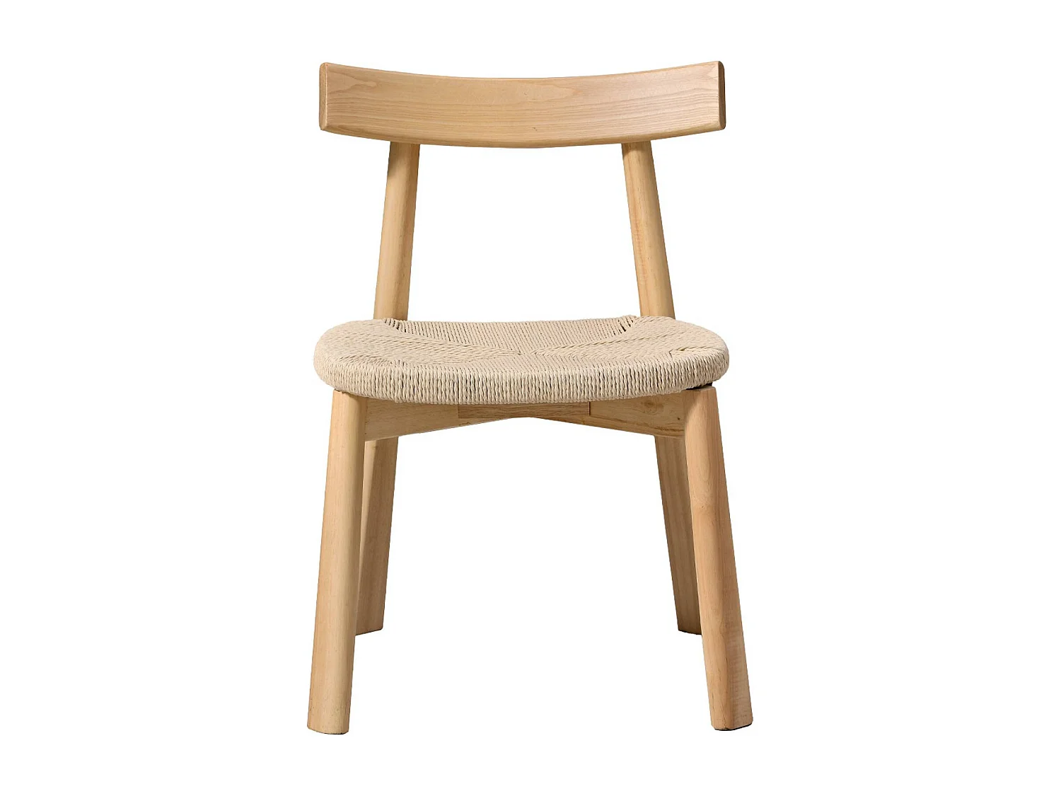 Silla escandinava de madera de hevea con asiento de cuerda, set de 2