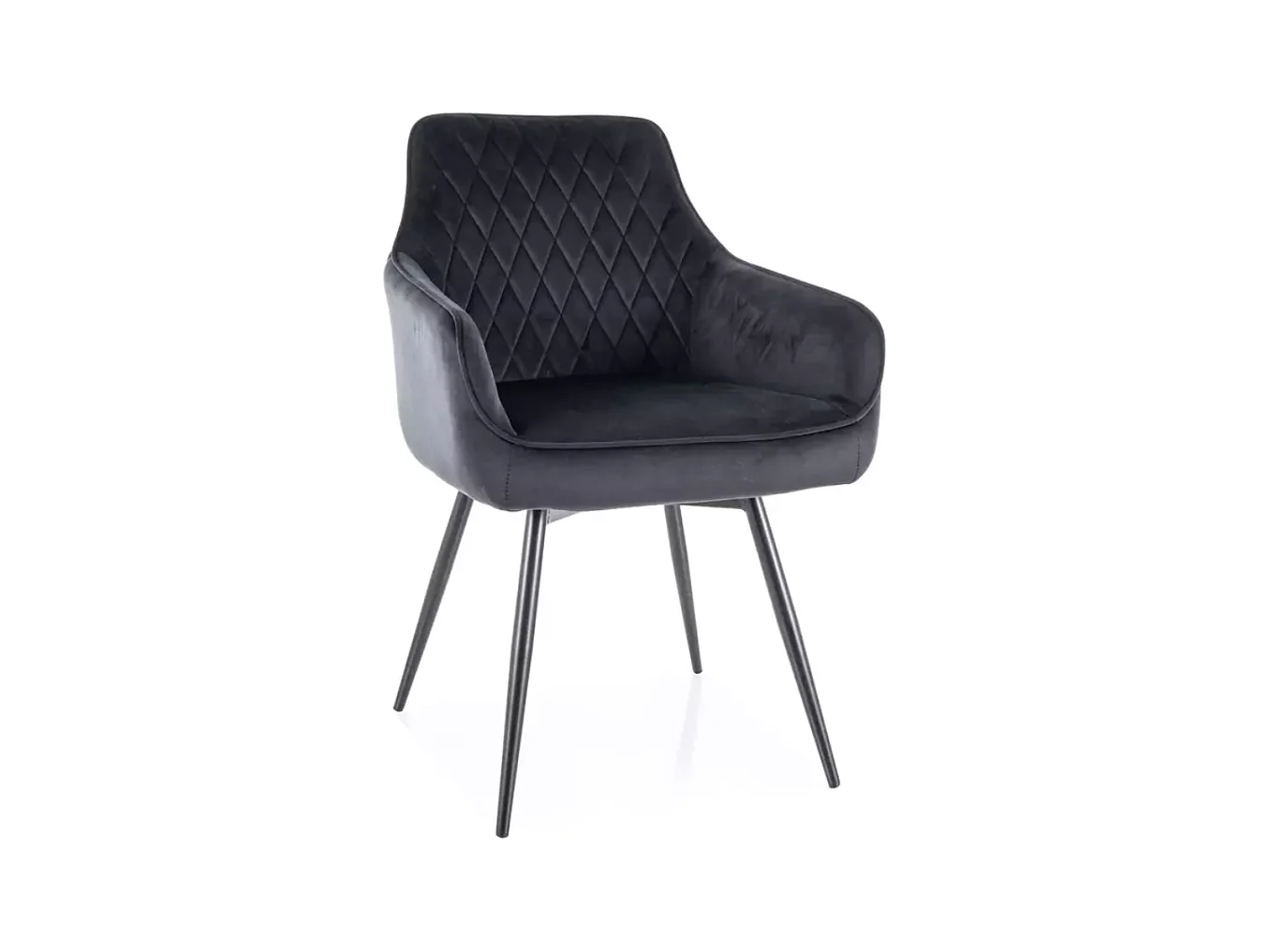 Chaise noire en velours pivotante avec retour automatique et ressorts LOTINDA