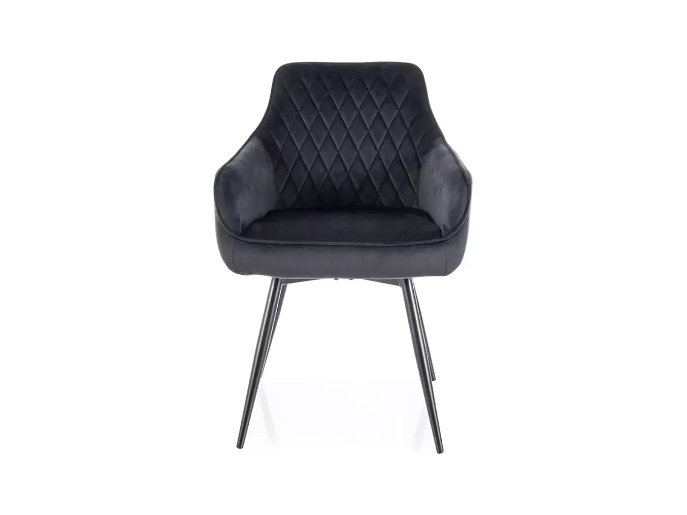 Chaise noire en velours pivotante avec retour automatique et ressorts LOTINDA