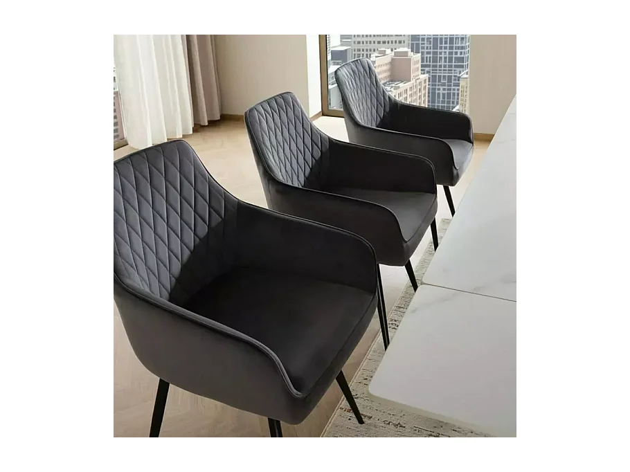 Chaise noire en velours pivotante avec retour automatique et ressorts LOTINDA