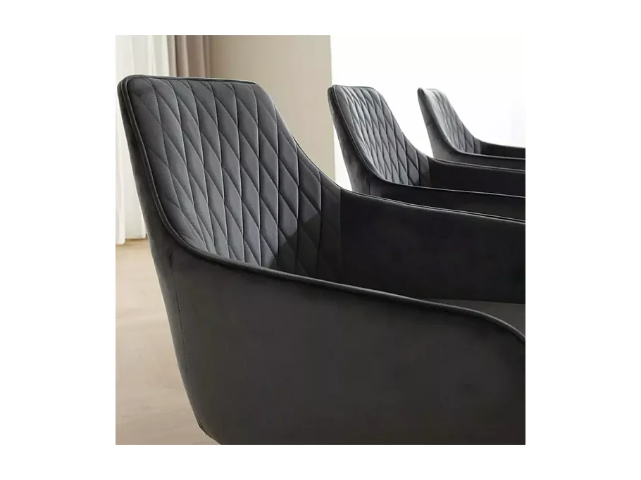 Chaise noire en velours pivotante avec retour automatique et ressorts LOTINDA