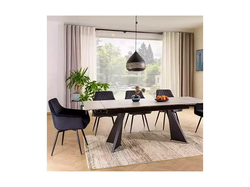 Chaise noire en velours pivotante avec retour automatique et ressorts LOTINDA