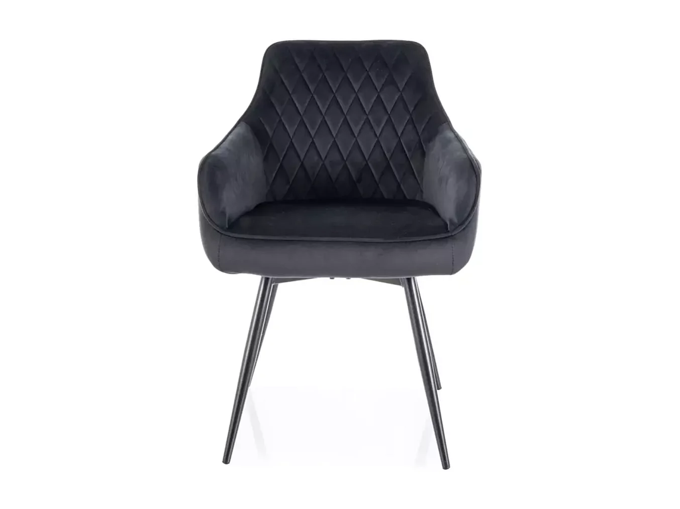 Chaise noire en velours pivotante avec retour automatique et ressorts LOTINDA