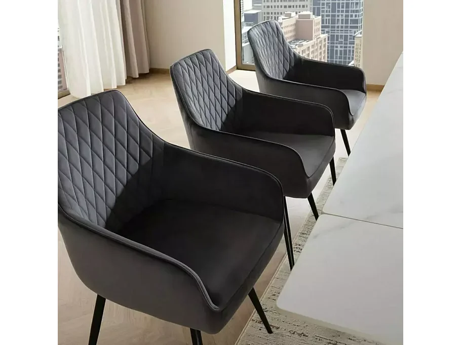 Chaise noire en velours pivotante avec retour automatique et ressorts LOTINDA