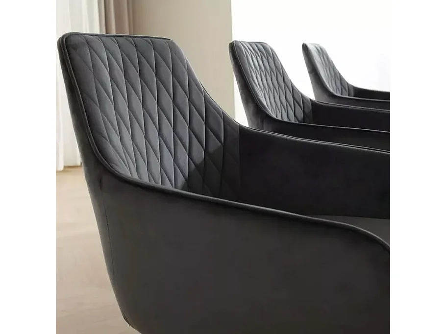 Chaise noire en velours pivotante avec retour automatique et ressorts LOTINDA
